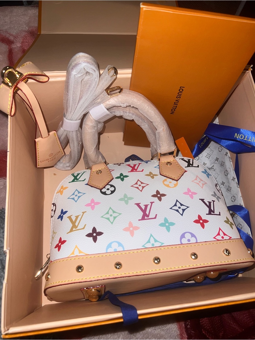 White Murakami Monogram Alma Purse